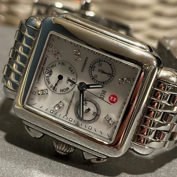 MICHELE Ladies Deco Mother of Pearl Dial Chronograph Stainless Steel - Picture 4 of 14